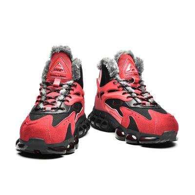 China CUSHIONING Low MOQ High Top Basketball Shoes Air Cushioning Plush Sneakers Snow Boots Male Outdoor Winter Sport Warm Shoes for sale