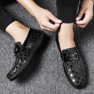 China Fashion Trend Mens PU Leather Leather Casual Shoes Man Moccasin Slip On Loafers Classic Training Shoes For Men Black Gray for sale