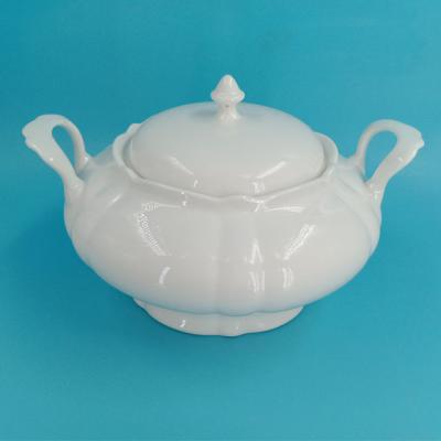 China Viable High Quality Glazed Ceramic Cookware Pots Porcelain Casserole Soup Pot for sale