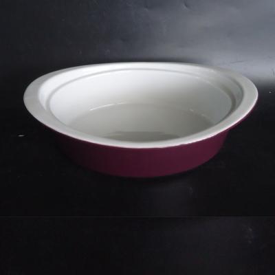 China Microwave Sustainable Bakeware Ceramic Porcelain Cake Dinner Bakeware With Handle Baking Dish for sale