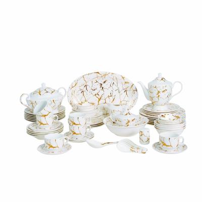 China 2022 Wholesale Popular Modern New Style Porcelain 65 Piece Decal Dinner Set for sale