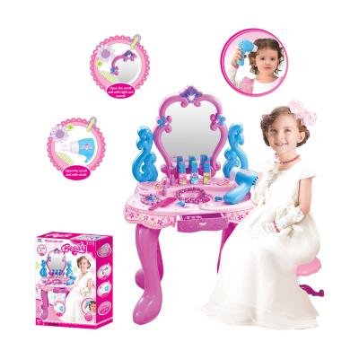 China ABS Plastic Educational Funny Pretend Play Game Dress Girls Toys Beauty Makeup Table Set Toys For Children for sale