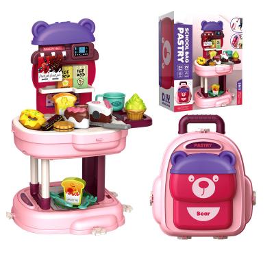 China Girls Sets Preschool Toys Cake Ice Cream Bakery Playset 3 Toy 3 in 1 Suitcase Kids Plastic Dessert Food Toys for sale