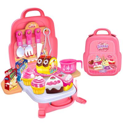 China Interactive ABS Simulation Vegetable Kitchen Toys Girls 3 Plastic Mini Pretend Play Food Toys Backpack for sale