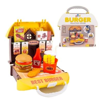 China Hot Selling Multi Accessories Fast Food Handbag Toys Pretend Game Burger Toys Storage Box For Kids for sale