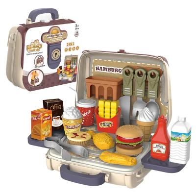 China ABS Plastic Play Set DIY Toy Fast Food Set House Hamburger and Cooking Pretend Play Kitchen Toy for sale