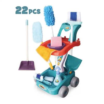 China Mini 22pieces Pretend Play Toy Housekeeping Play Set Tools Kit Preschool Cleaning Toy Set for Kids for sale