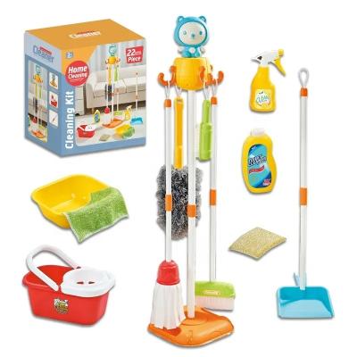 China Generic Diecast Kids Cleaning Game Set 22 PCS Broom Clean Toys Pretend Play Kids Cleaning Housekeeping Set Toy for sale