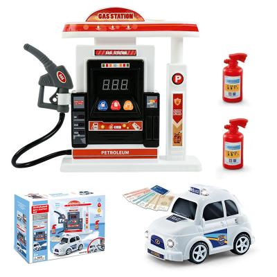 China Kids Plastic Simulation ABS Gas Station Toy Pretend Play Toys Scene With Jet Vehicle Parking Lots Car for sale