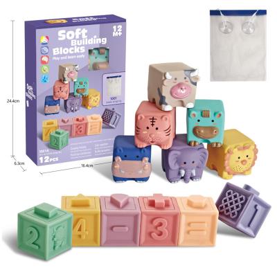 China Babies Emotional Baby Sensory Toys Stacking Animal Digital Building Block Baby Soft Blocks for sale