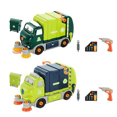 China Plastic DIY Transformed Truck Toys Plastic Kids With Built-in Lights And Sounds Electric Clean Garbage Truck Toy for sale