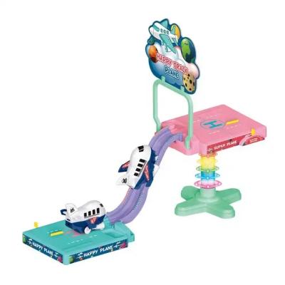 China Slot Toy Plastic Cartoon Electric Flat Track Toy Set Cute Light And Music Slot Toy Never Fell For Baby for sale