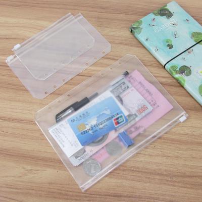 China Transparent A6 Binder Pockets Clear PVC Binder Envelopes Zipper Binder Pockets, Waterproof Cash Budget Envelopes for sale