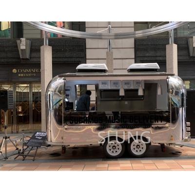 China Vegetable processing plant LAUNCHED mobile airstream burger pizza drink vending trailer stainless steel food truck for sale