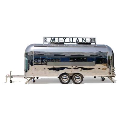 China Custom Retro Multifuntion Stainless Steel Style Food Truck, Big Airstream Food Trailer for sale