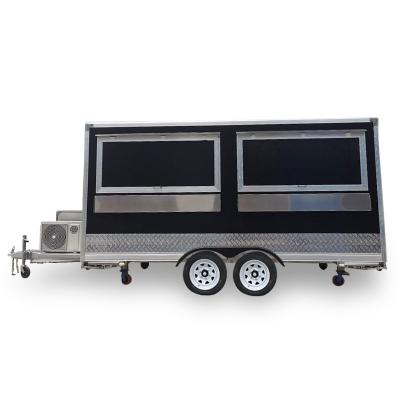 China Vegetable processing factory square snack van trailer, custom made mobile resort kitchen restaurant, cafe drink cold food truck for sale