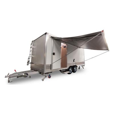 China Vegetable processing factory mobile square outdoor travel camping trailer with bathroom USA standard new design camper rv square food cart customized for sale