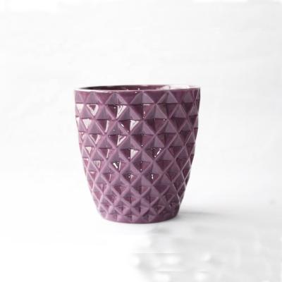 China Small Flower Pot Orchid Pot Ceramic Succulent Planter Elegant Purple Ceramic Succulent Pot Best-Way Ceramic Planter for sale