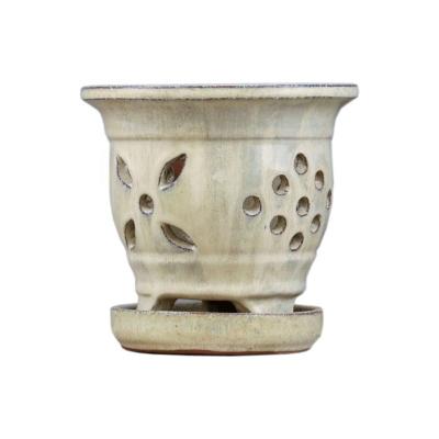 China 5.7 Inch Contemporary Home Decor Butterfly Orchid Planter Potted Elegant White Round Succulent Windowsill Saucer Planter for sale