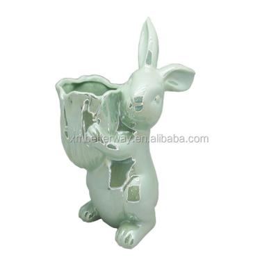 China Morden Green Ceramic Planter Pots Decorative Plant Pots For Succulent for sale