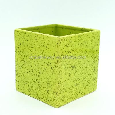 China 6 Inch Elegant Square Ceramic Green Orchid Succulent Pots Ceramic Pots For Plants for sale