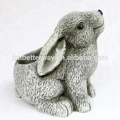 China Modern Design Garden Rabbit Decorative Concrete Animal Flower Pot for sale