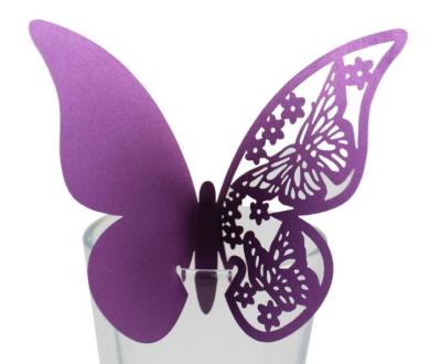 China Morden butterfly design laser cut place card cup paper card for wine glass or seat card for sale