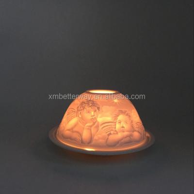 China Modern Porcelain Lithophane Angel Family Life Fragrance Lamp For Home Decoration for sale