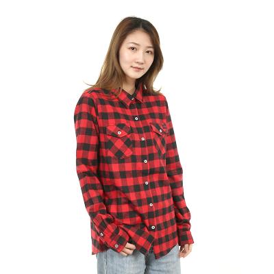 China Anti-Wrinkle Fashion Relaxed Fit Long Sleeve Womens Check Shirts For Teen Female Students for sale