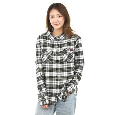 China Anti-Wrinkle Summer Polyester Fashion Loose Sublimation Print Check Shirt Woman Ladies for sale