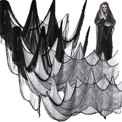 China 2022 New Halloween Decorations Gauze Black Creepy Cloth For Party Haunted Houses Yard Door Outdoor Decoration Gauze Creepy Cloth for sale