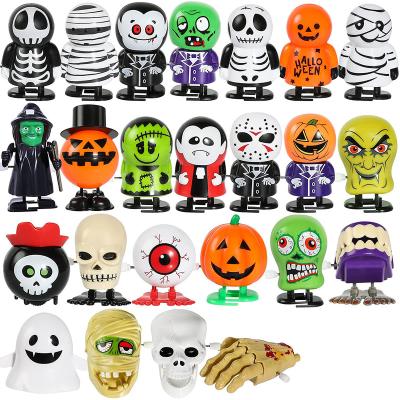 China Hot Selling Plastics Halloween Wind Up Toys Walking Pumpkin Jumping Skeleton Party Toys For Kids Ghost Vampire Tooth Witch Ornament for sale