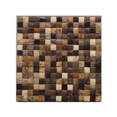 China Modern Special Design ABC Building Coconut Square Mosaic Backsplash Kitchen Brown Coconut Stone Mosaic Tiles for sale