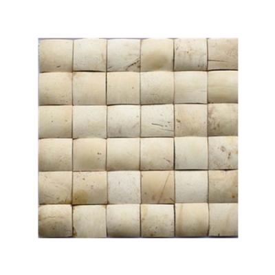 China Factory Supply ABC Stone Wall Square Coconut Inlay Modern Beige Exclusive Home Decor Tile White Coconut Shell Mosaic Tiling for sale