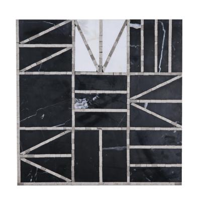 China ABC-Competitive Price Ceramic Dark Marble Mosaic Tile Durable Stone for Bathroom Kitchen Wall Decoration for sale