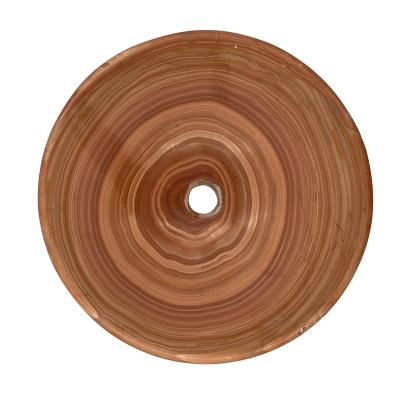 China China Red Wood Grain Low Price Best Round Wash Basin Sink ABC-Stone Wash Hand Basins Red Bathroom for sale