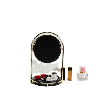 China New arrival personalized home decoration stone marble base stand table makeup mirror, natural stone marble makeup mirror for sale