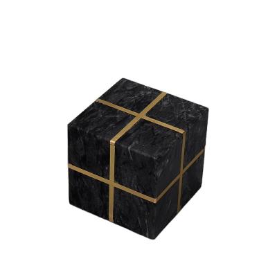 China Europe 2022 light modern luxury marble decoration geometric cube open living room coffee table ornaments home decor for sale