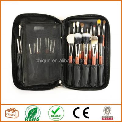 China Multifunction Aluminum Fabrics Makeup Brush Zipper Folio Case Cosmetic Handbag For Travel for sale