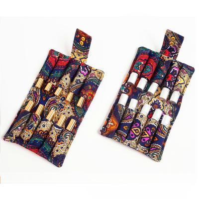 China ENGLAND STYLE 10 bottle canvas essential oil roller bottle case/essential oil roller bottle bag/essential oil roller bottle case for sale