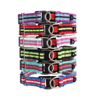 China Foreign Trade Pet Border Color Sliver Double D Buckle Personalized Thoughtful Locking Dog Collar Buckle Collar for sale