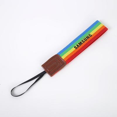 China Phone Case Rainbow Striped Lanyard Cell Phone Polaroid Camera Strap Hand Rope Lanyard Micro-Simple New Product for sale