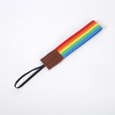 China Amazon Rainbow Striped Cell Phone Lanyard Polaroid Camera Hand Strap Micro-single Lanyard New Product Phone Case Hand Strap for sale