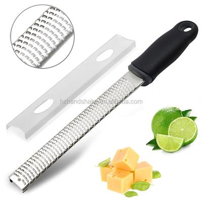 China Stainless Steel Grater of Viable Zester, Cheese, Lemon, Ginger and Potato Zester with Plastic Cover, Ergonomic Long Handle with Rubber Base for sale