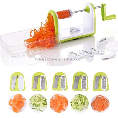 China Sustainable 5-Blade Spiralizer Vegetable Slicer, Heavy Duty Fruit Spiral with Salad Containers and Strong Suction, Salad Utensil, Vegetable for sale