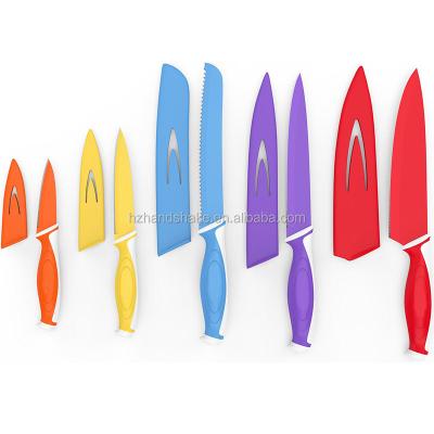 China Sustainable Colorful 10 Piece Knife Set - Non-Stick Coating Chef Knife Sets 5 Pcs Knife Set With Carving Serrated Serving Chef for sale