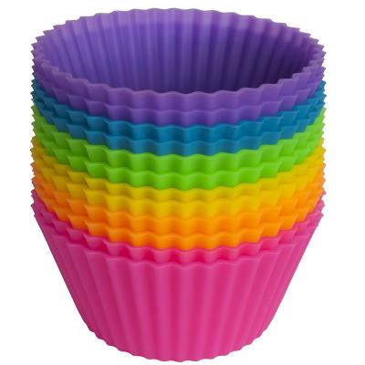 China Viable Silicone Cupcake Liners/Cups/Cake Baking Mold - 12 Vibrant Muffin Molds in Storage Jar for sale