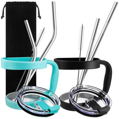 China 10 Viable Pieces of Tumbler Holders Handles + 30oz Tumbler Lids + Stainless Steel Straws + Cleaning Brushes Accessory Bundle for sale