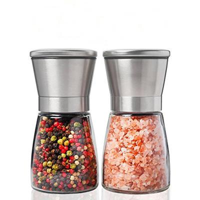 China Sustainable Grinder Set - Glass Shakers and Adjustable Ceramic Salt and Pepper Rotor in 2 Stainless Steel Grinders for sale