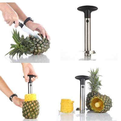 China Viable Silver Stainless Steel Pineapple Hollow Puncher Peeler Stem Remover Blades For Fruit Rings Pineapple Hollow Puncher Slicer Peeler Cutter Diced for sale